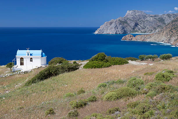 istock Chapel overlooking the sea on Karpathos, Greece 500324609