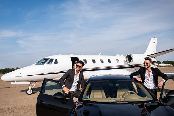 istock Man arrived at the airport by car 500325300