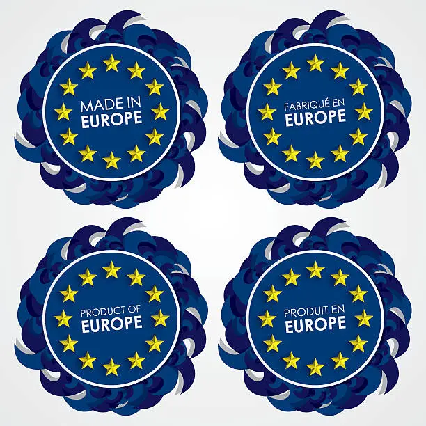Vector illustration of Made In Europe Badges