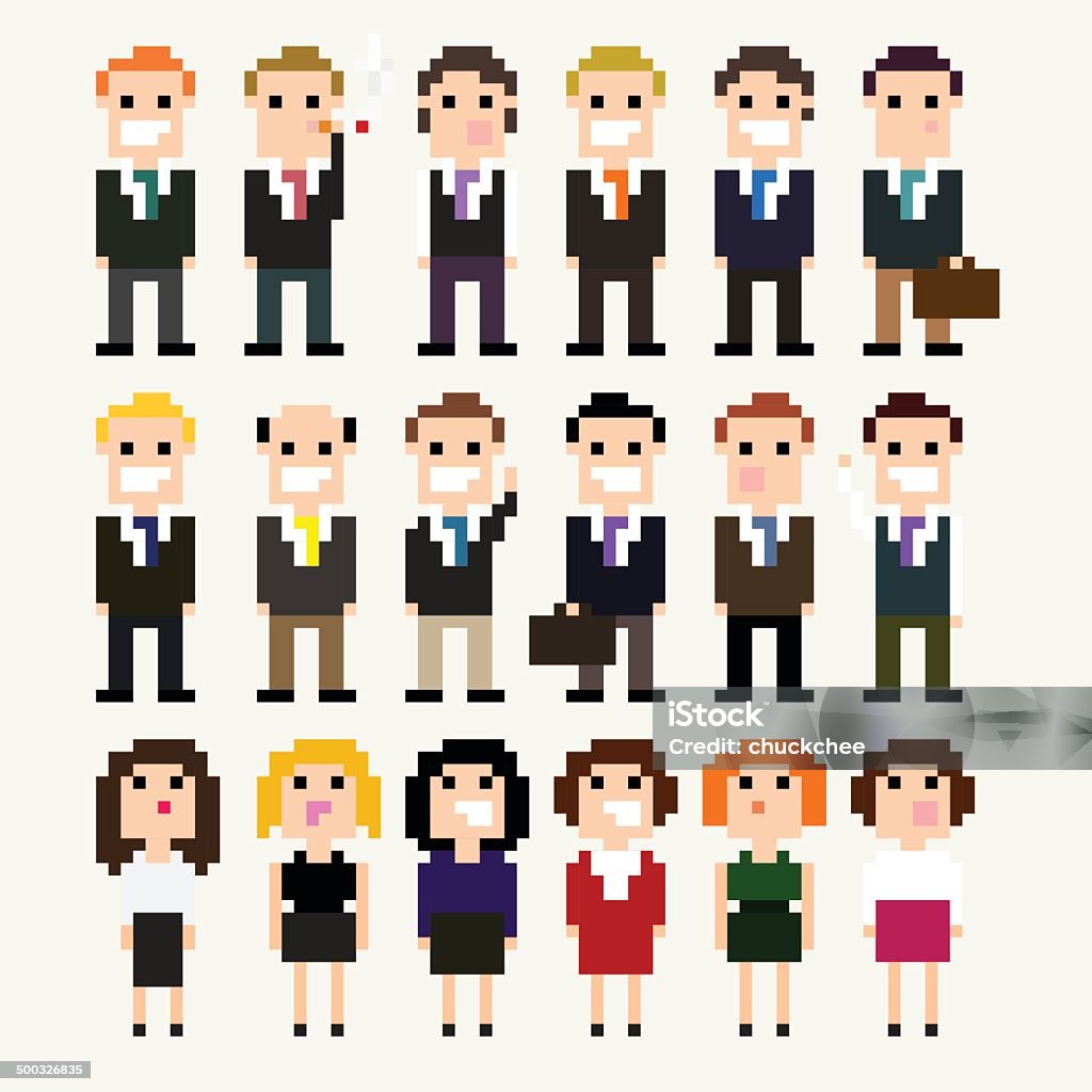 Pixel Suits Set of pixel art office people in suits Pixel Art stock vector