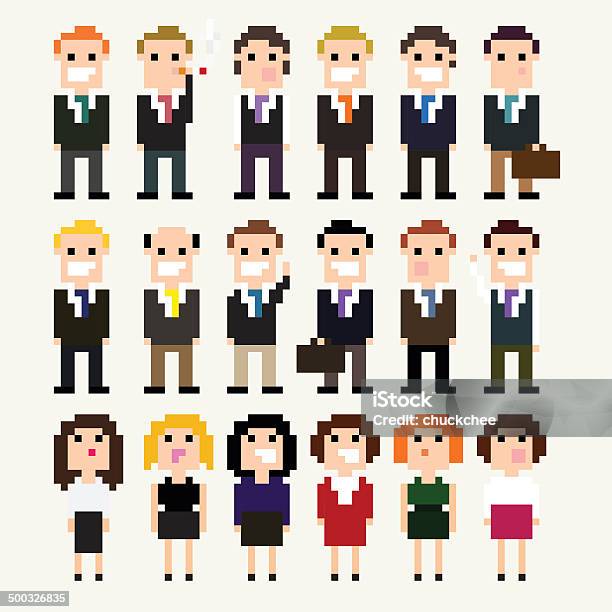Pixel Suits Stock Illustration - Download Image Now - Pixel Art, Pixelated, Business
