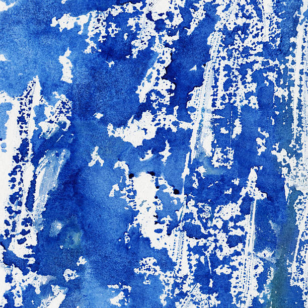 istock Blue brush strokes of paint on white paper surface 500332266