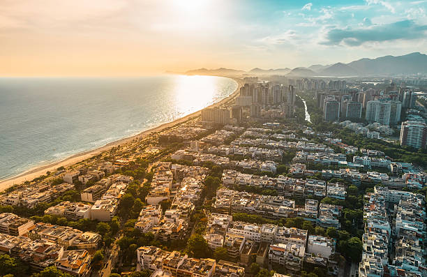 istock Rio de Janeiro, Barra da Tijuca sunset light aerial view 500335530