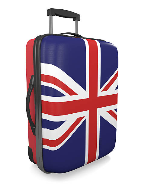 united kingdom férias destino conceito de bandeira pintada mala de viagem - suitcase flag national flag isolated on white imagens e fotografias de stock