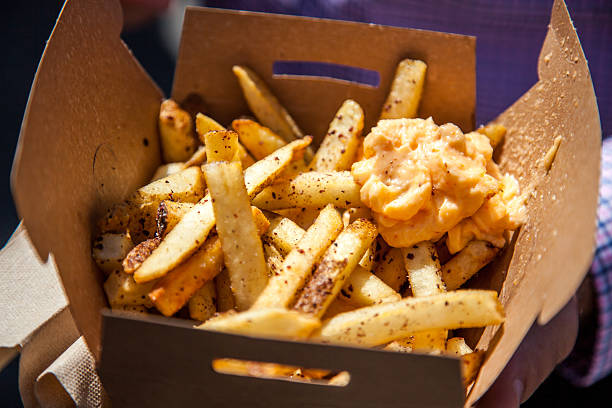 istock Box full of fresh made fries 500336548