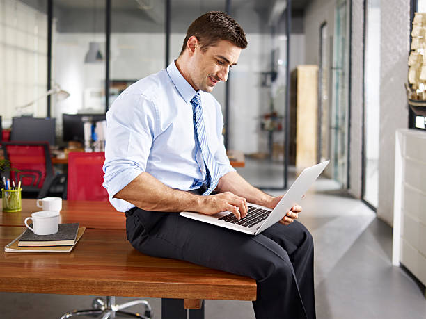 istock caucasian businessman working in office 500337396