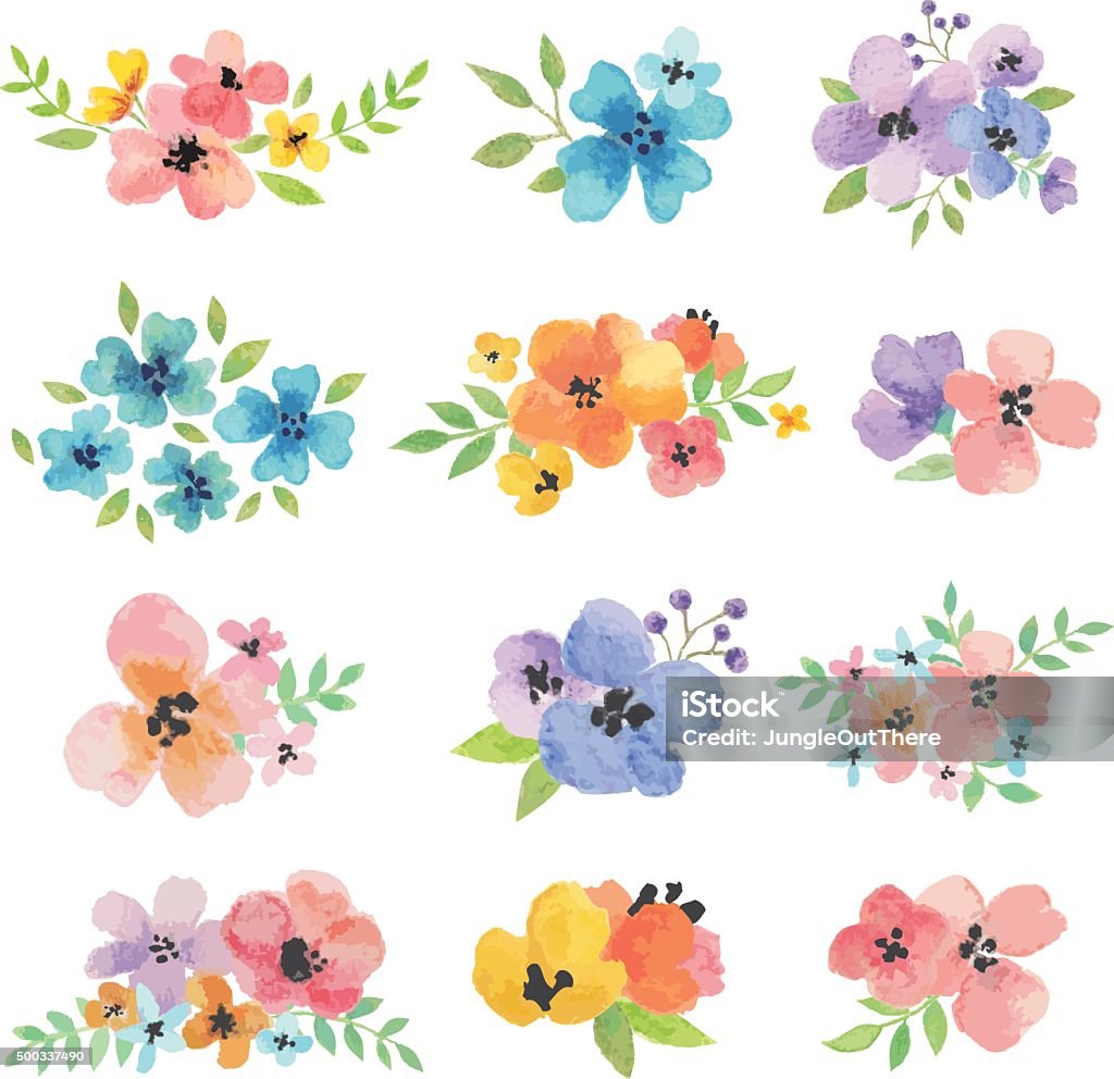 Vector flores acuarela - arte vectorial de Flor libre de derechos