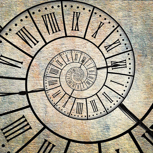 istock Time spiral, vintage sepia textured background 500341389