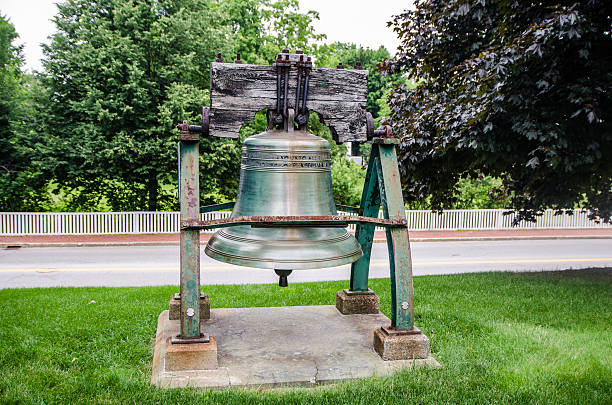 Old brass bell on a white background.