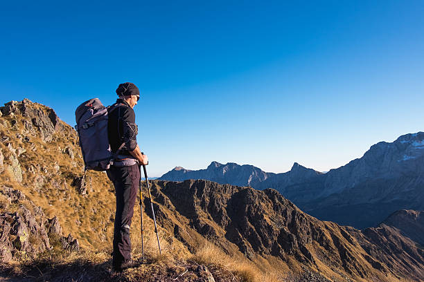 istock Hiker standing on the top of the mountain 500355338