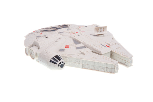 Adelaide, Australia - December 02, 2015:An isolated shot of a 2015 Millenium Falcon Toy Vehicle from the Star Wars The Force Awakens movie.Merchandise from the Star Wars movies are highy sought after collectables.