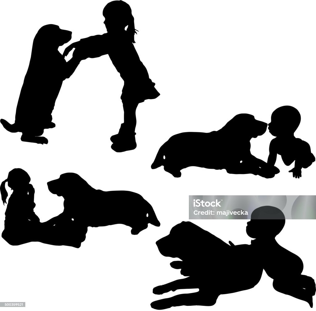 Vector silhouette of children. Vector silhouette of children on white background. Baby - Human Age stock vector
