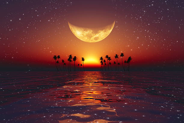 istock big yellow moon over red sunset 500359815