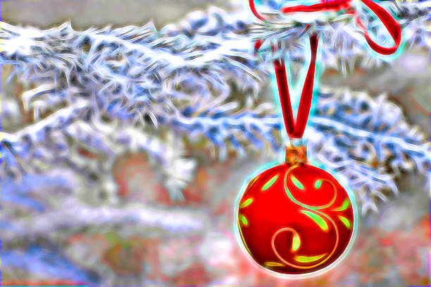 ilustración rojo navidad bauble como una tarjeta de navidad - weihnachtskugel fotografías e imágenes de stock