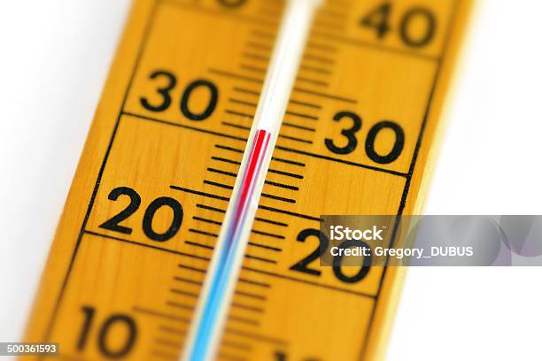 Heat Wave For Wood Thermometer Stock Photo - Download Image Now - Heat - Temperature, Number 30, Scale