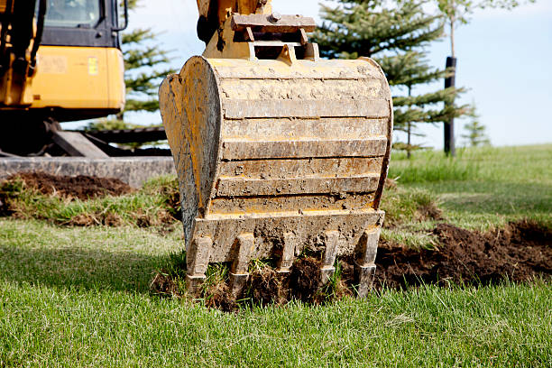 backhoe - wheel tractor scraper imagens e fotografias de stock