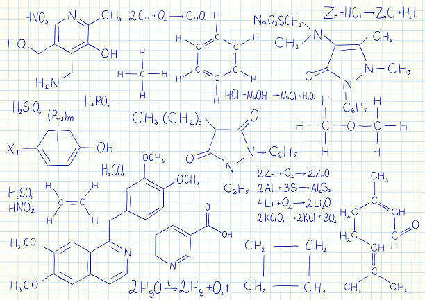 백터 배경에 화학 검사 공식을 - molecular structure formula molecule chemistry stock illustrations