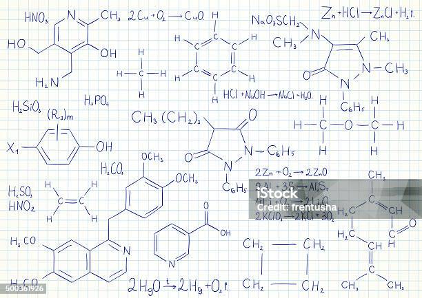 Vector Background With Chemistry Formulas Stock Illustration - Download Image Now - Chemical Formula, Chemistry, Note Pad