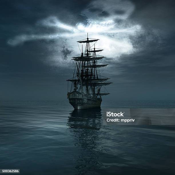 Old Pirate Ship Stock Photo - Download Image Now - Pirate Flag, Pirate - Criminal, Backgrounds