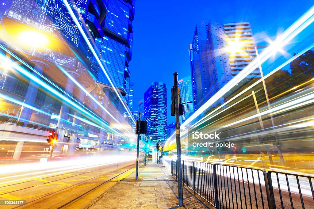 traffic night in downtown area traffic night in downtown area, hong kong Business Stock Photo