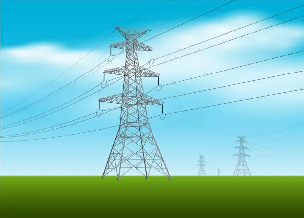 Vector illustration of High voltage tower