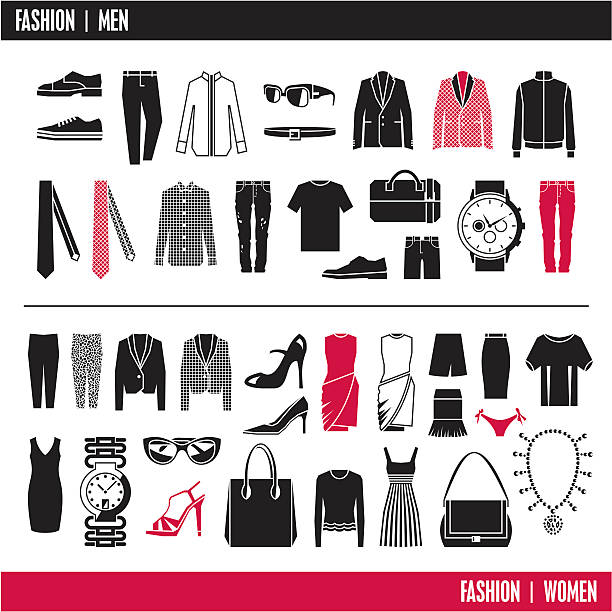 Fashion icons. Clothes. Fashion icons. Clothes. Vector isolated icons. silhouette symbol computer icon shopping bag stock illustrations