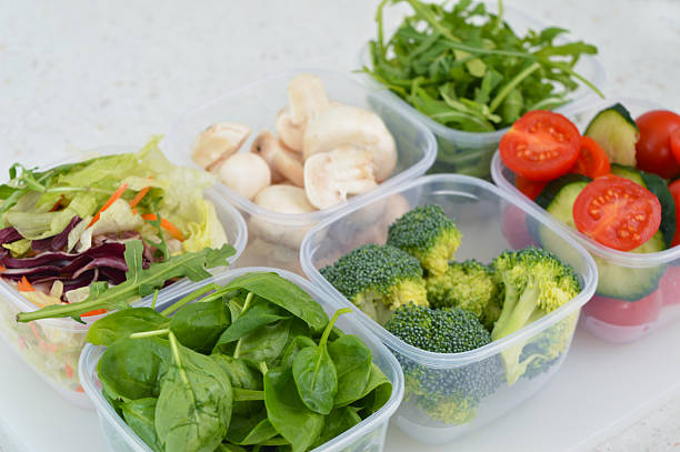 istock Fresh colorfull vegetables in plastic bowls 500364446