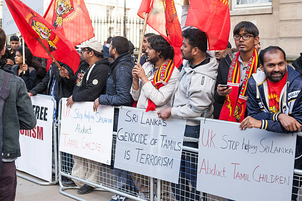 genocidio demostración de sri lanka - protest editorial people travel locations fotografías e imágenes de stock