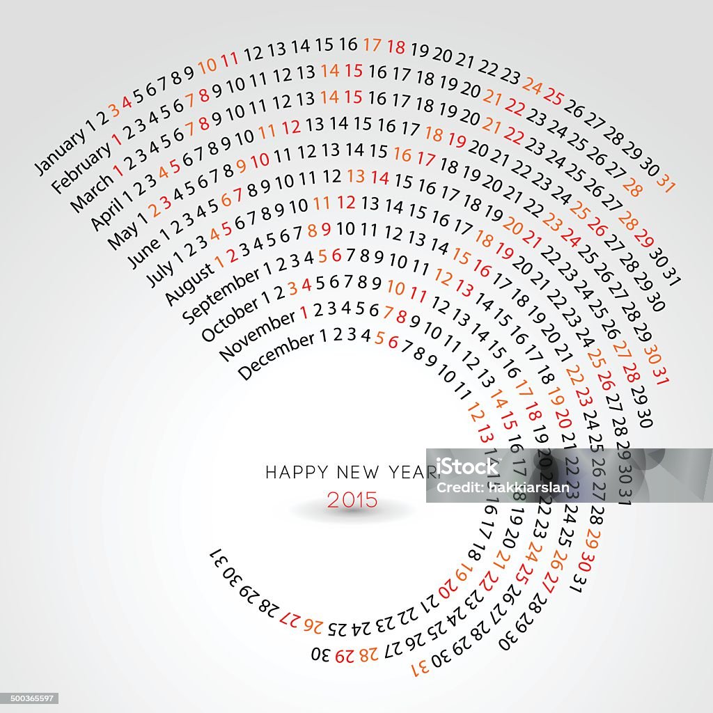 Swirl Form 2015 Kalender - Lizenzfrei 2015 Vektorgrafik
