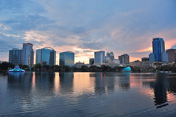 istock Orlando sunset over Lake Eola 500365805