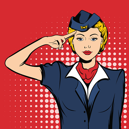 Stewardess in comics style for web and mobile devices