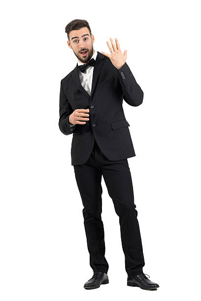 istock Excited happy bridegroom showing wedding ring on his finger 500368256