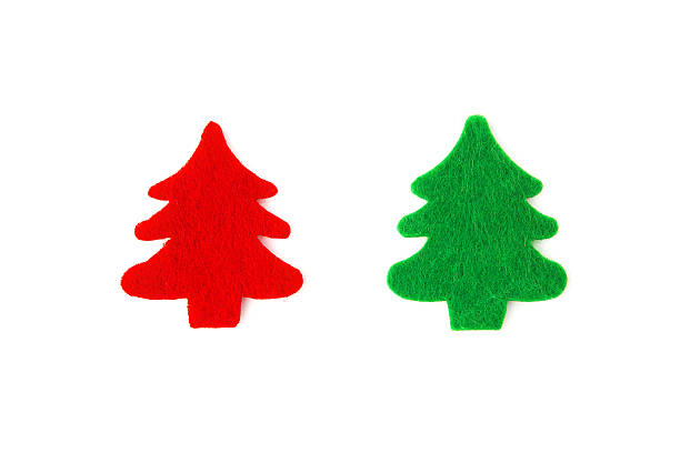 istock red and green flat christmas trees on a white background 500370418