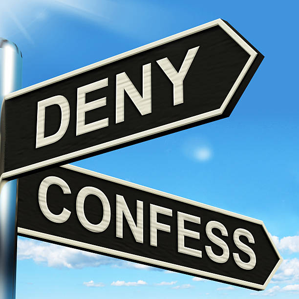 istock Deny Confess Signpost Means Refute Or Admit To 500372947