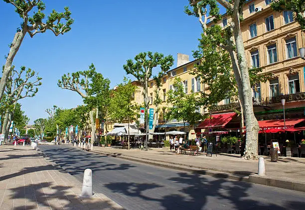 The Cours Mirabeau, the main street in Aix-en-Provence, France