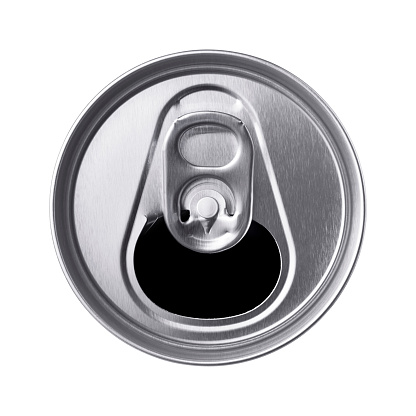 opened aluminum drink can top isolated on white