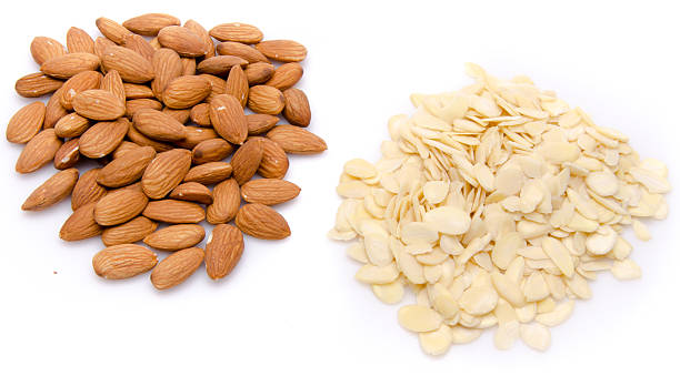 istock Heaps of whole and flaked almonds 500374345
