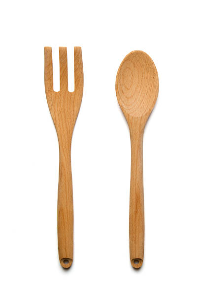 istock Wooden spoon and fork on isolated background 500375713