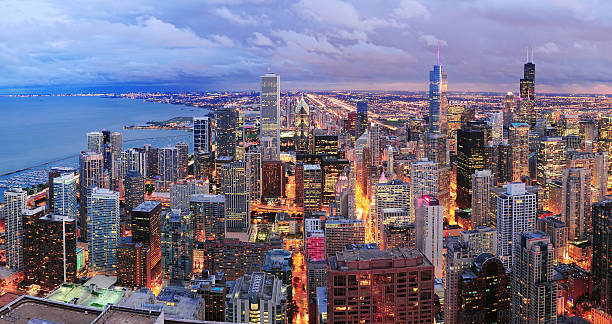 istock Chicago skyline panorama aerial view 500378281