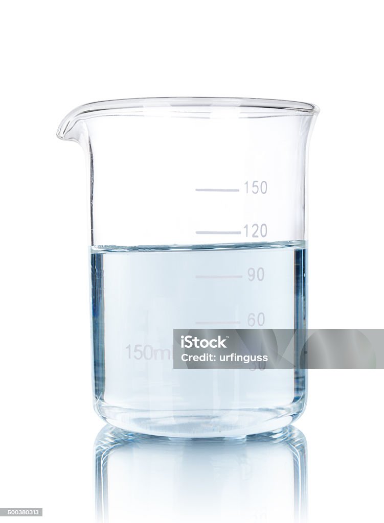 est-tube with blue liquid isolated on white Beaker Stock Photo
