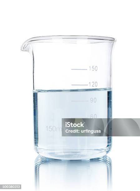 Esttube With Blue Liquid Isolated On White Stock Photo - Download Image Now - Beaker, Water, Laboratory