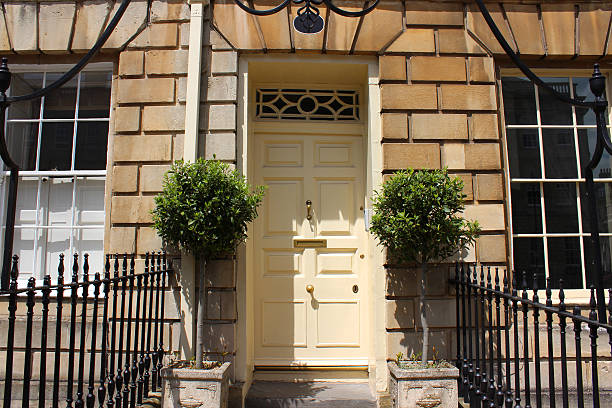 istock Image of cream front door with Georgian surround, Bath stone 500388855