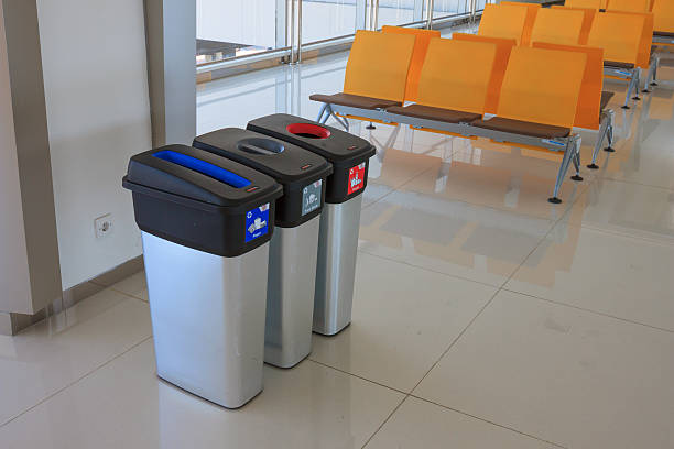 istock Airport with indicated garbage bins 500389546