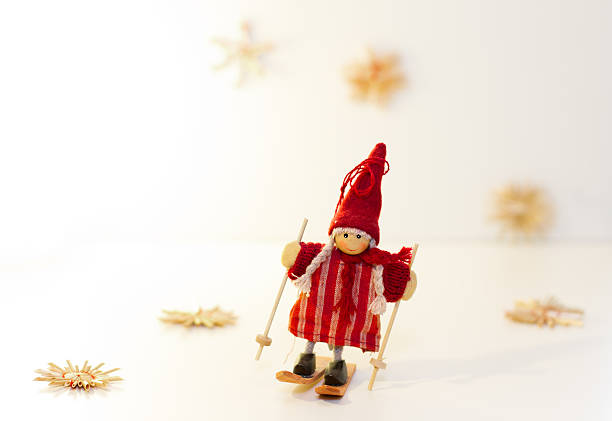 istock Christmas decoration with skier and snowflakes 500390840