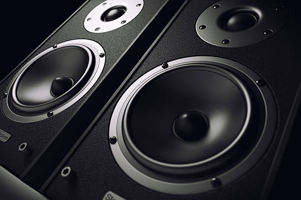 Sound speakers close-up. Audio stereo system