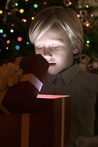 istock Boy Opening a Christmas Prsent 500392751