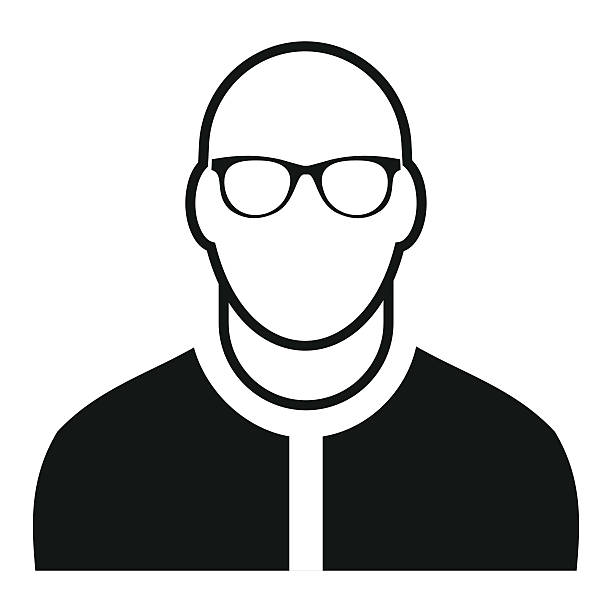 illustrazioni stock, clip art, cartoni animati e icone di tendenza di bald uomo avatar semplice icona - hair loss human age side view black and white