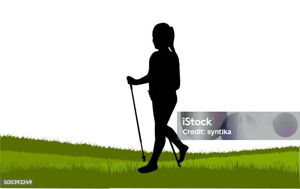 Vector Silhouette Of Women With Nordic Walking Stock Illustration - Download Image Now - Activity, Adult, Adventure