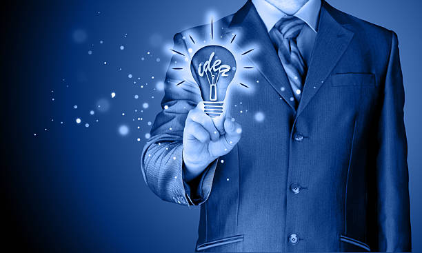 istock Business man touching light of idea 500395057