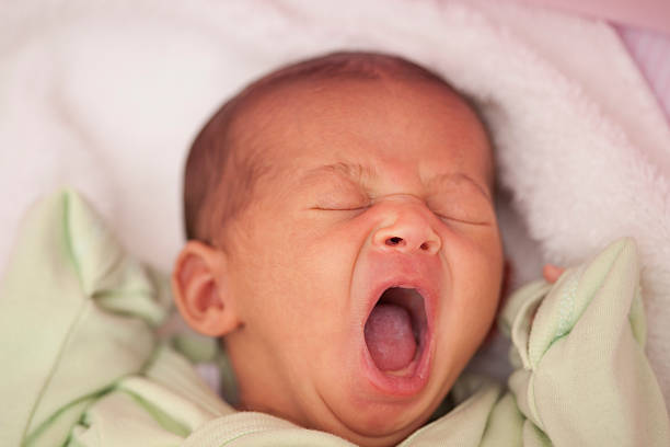 istock Newborn baby yawning. 500396146